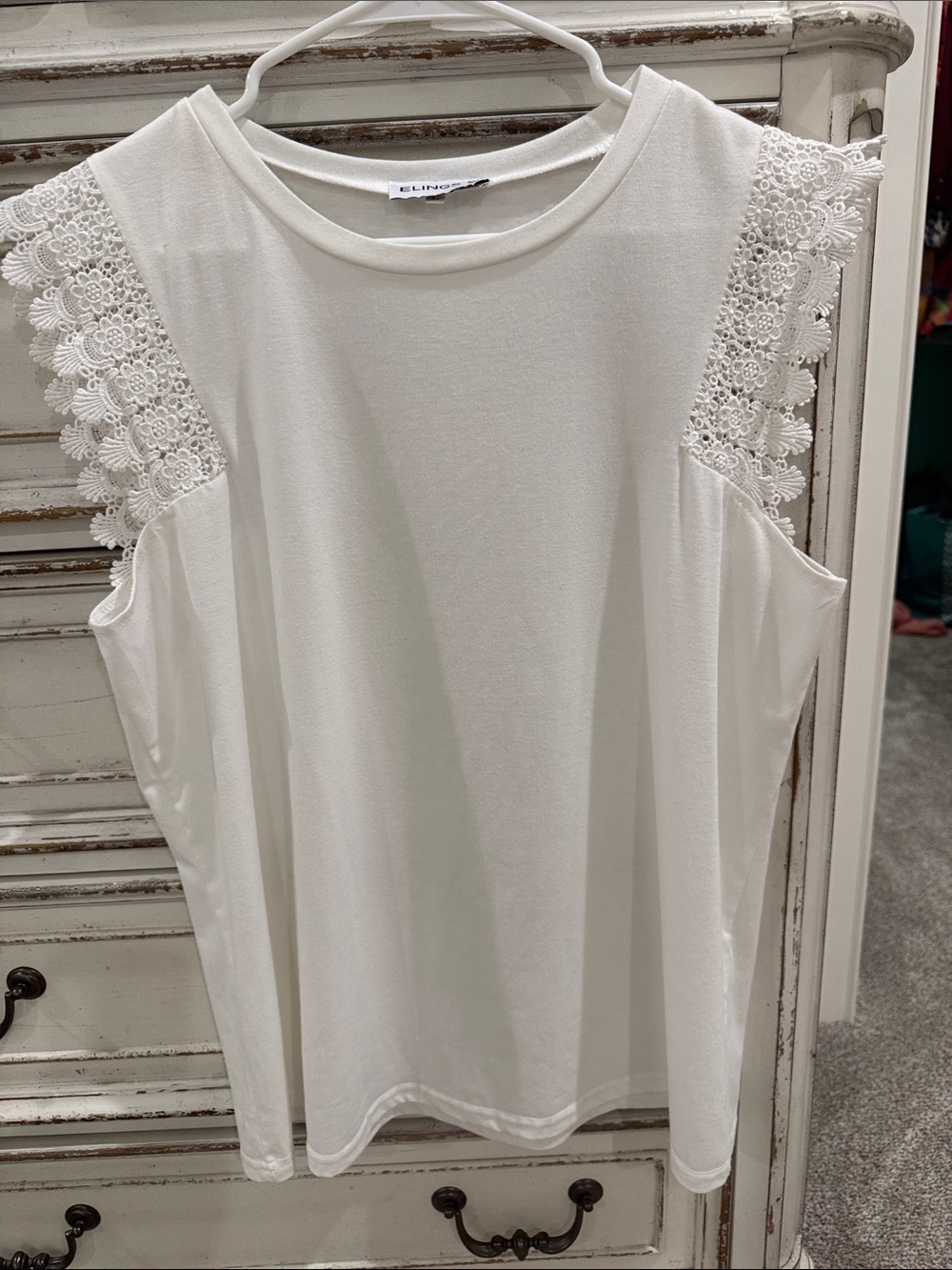 White Lace Sleeve large Top